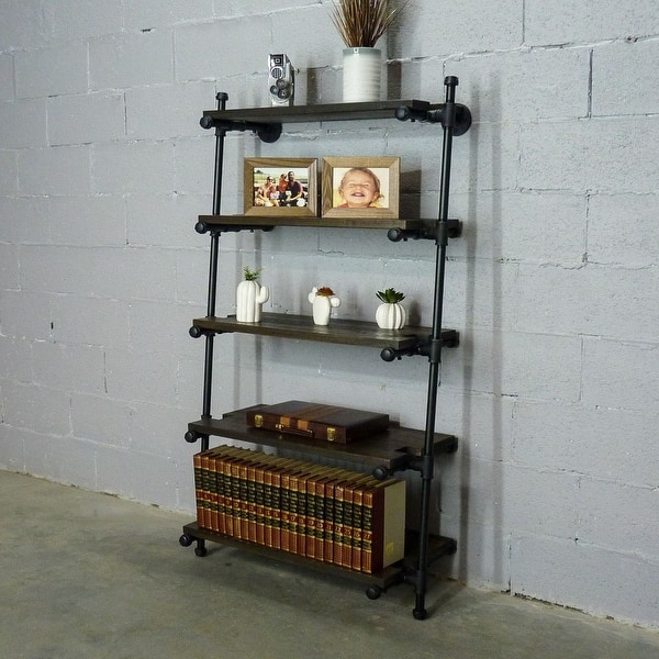 Furniture Pipeline Orlando Industrial Leaning Bookcase On Sale